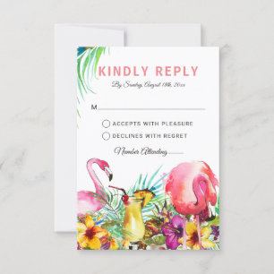 Tropical Flamingo Beach Destination Wedding RSVP