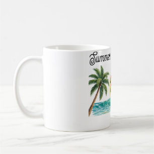Tropical Flamingo Beach Sunset Summer Vacation Coffee Mug