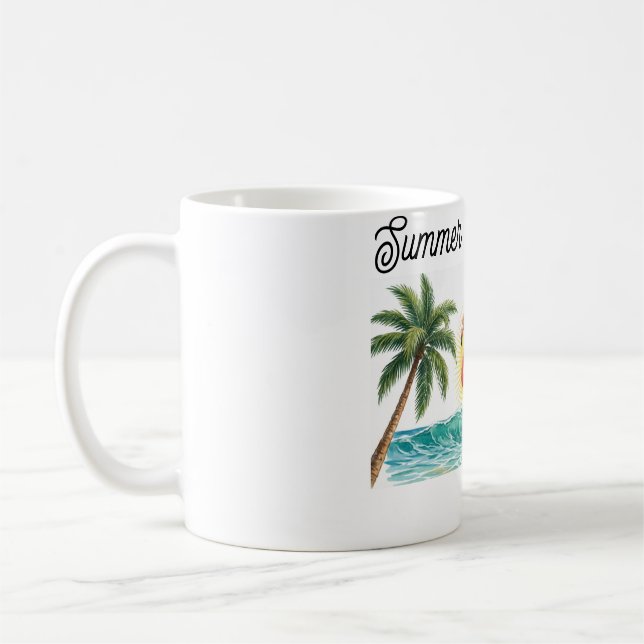 Tropical Flamingo Beach Sunset - Summer Vacation P Coffee Mug (Left)