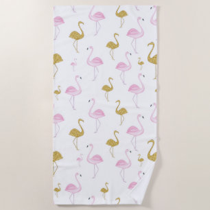 Tropical Flamingo Beach Towel