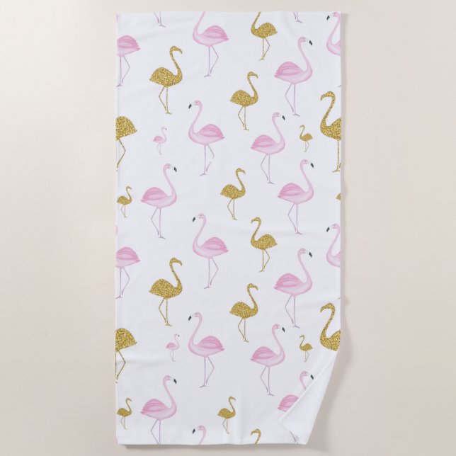 Tropical Flamingo Beach Towel (Front)