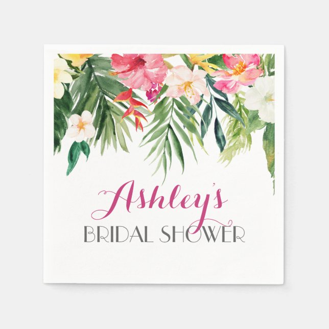 Tropical  Flamingo Beautiful Floral Napkins yellow (Front)