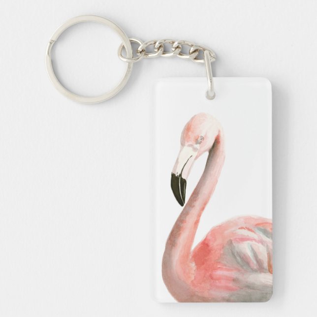 Tropical Flamingo Bird Key Ring (Front)