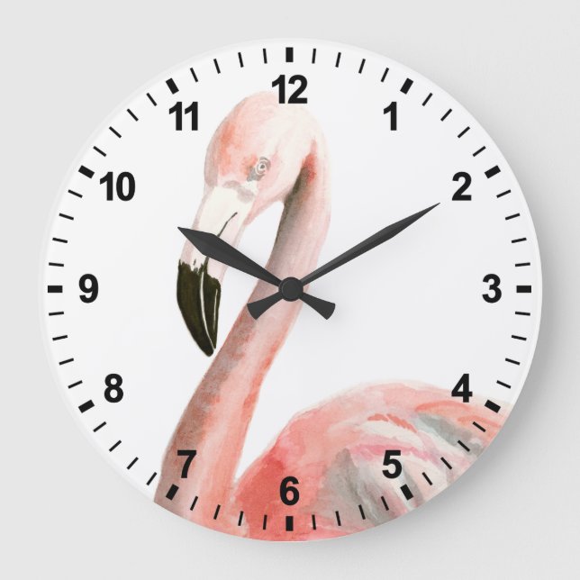 Tropical Flamingo Bird Large Clock (Front)
