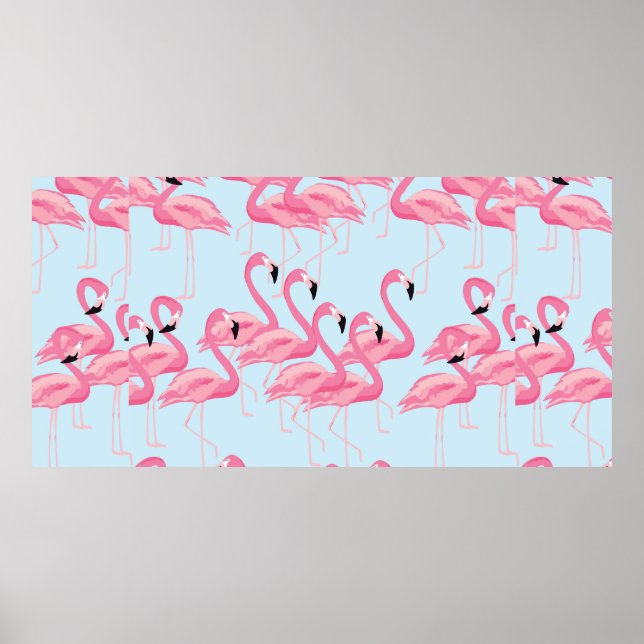Tropical flamingo bird seamless pattern background poster (Front)