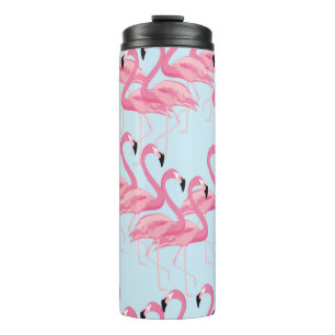 Tropical flamingo bird seamless pattern background thermal tumbler