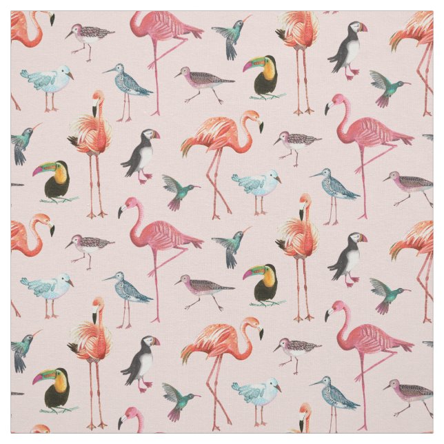 Tropical Flamingo Birds | Fabric (Swatch)