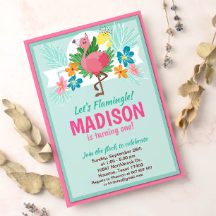 Tropical Flamingo Birthday Party Invitation