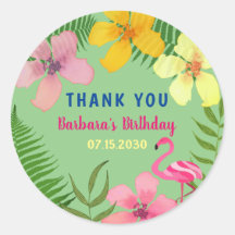 Tropical Flamingo Birthday Thank You