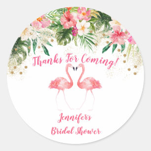 Tropical Flamingo Bridal Shower Classic Round Sticker