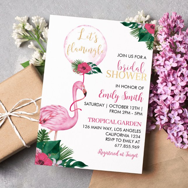 Tropical Flamingo Bridal Shower Invitation (Creator Uploaded)