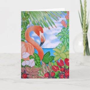 Tropical Flamingo Card