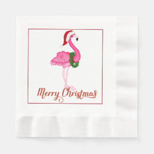 Tropical Flamingo Christmas Paper Napkins