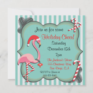 Tropical Flamingo Christmas Party Invitation