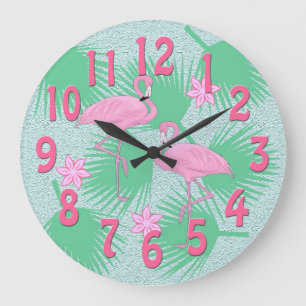 tropical flamingo clock
