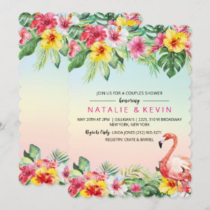 Tropical Flamingo Couples Shower Invitation