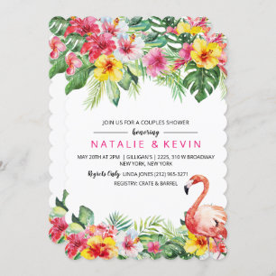 Tropical Flamingo Couples Shower Invitation