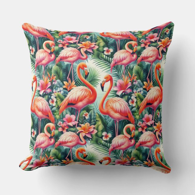 Tropical Flamingo Cushion (Front)