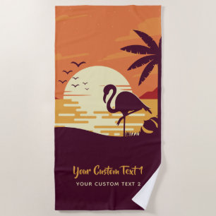 Tropical Flamingo custom text beach towel