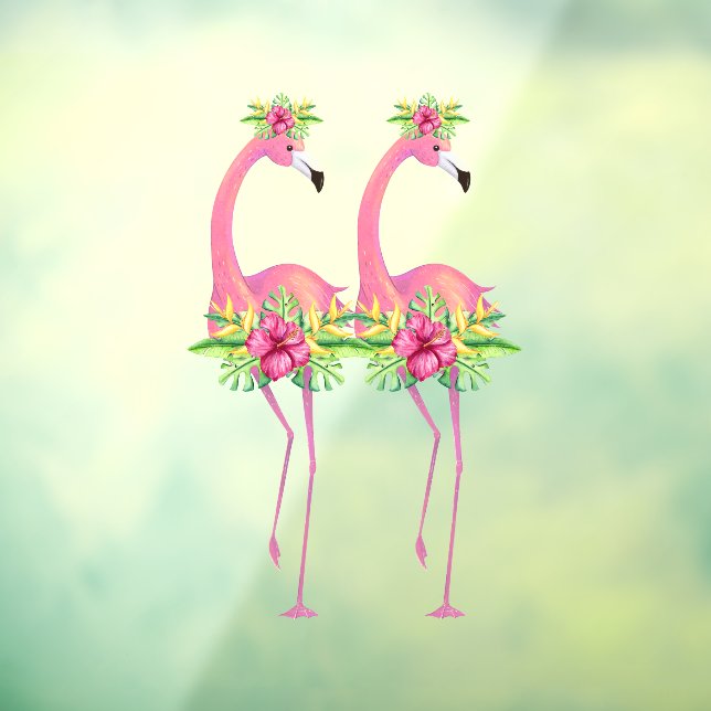 Tropical flamingo dancers jungle plants  window cling (Sheet 3)