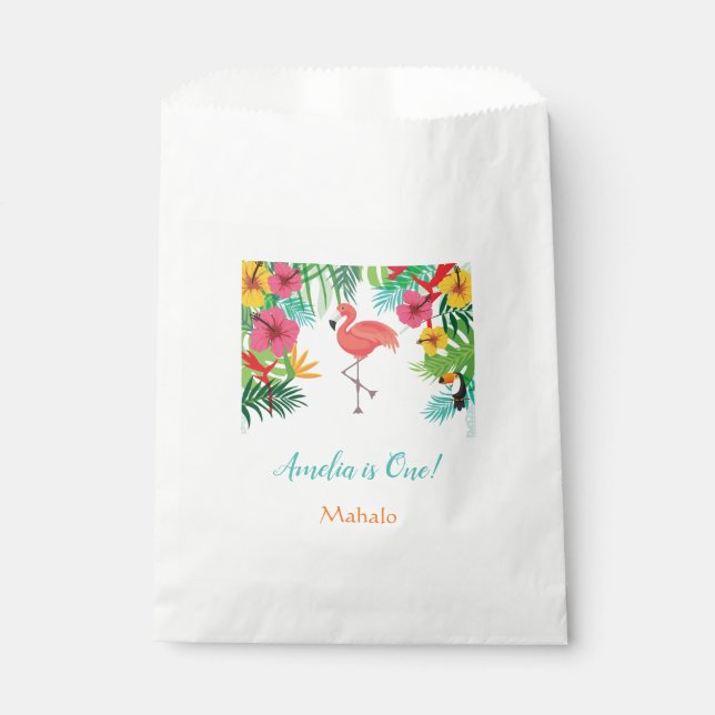 Tropical Flamingo Favour Bags (Personalised) (Front)