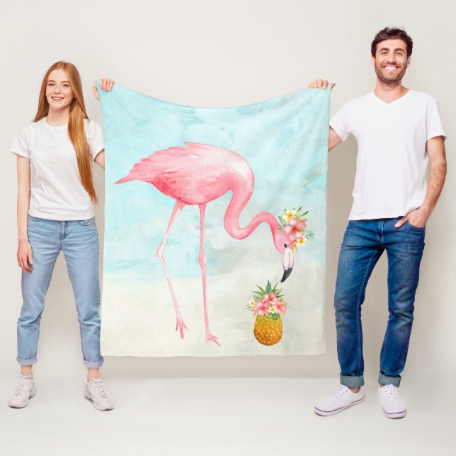 Tropical Flamingo Fleece Blanket (In Situ)