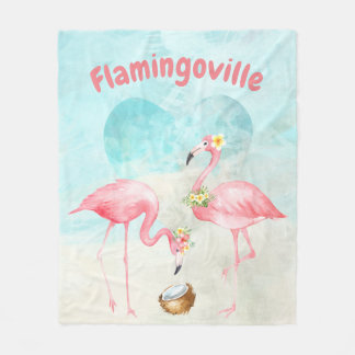 Tropical Flamingo Fleece Blanket