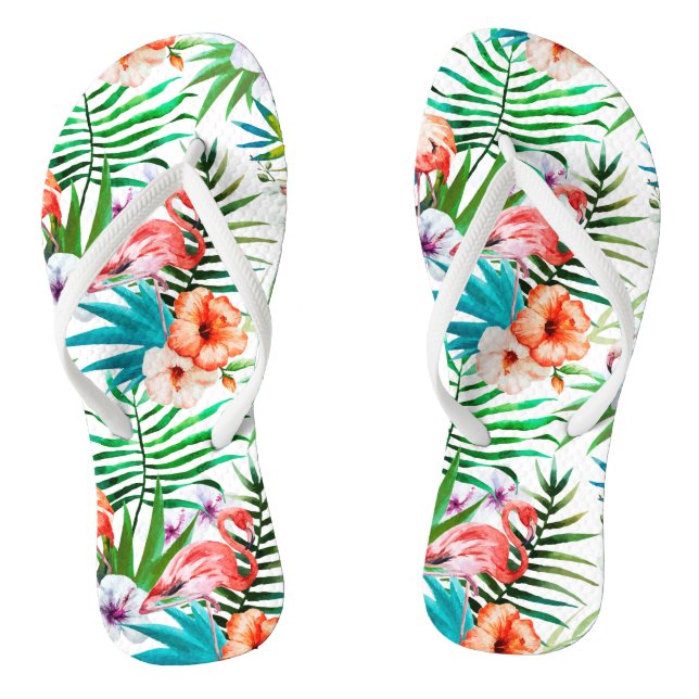 Tropical Flamingo Flip Flops (Footbed)