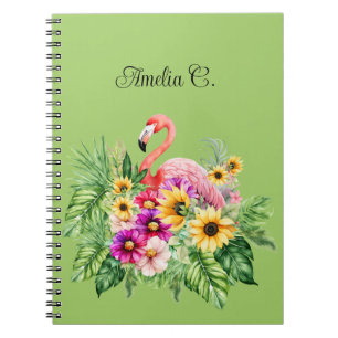 Tropical Flamingo Florals & Cheerful Sunflowers Notebook