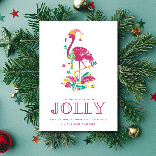 Tropical Flamingo Florida Beach Christmas Holiday Card