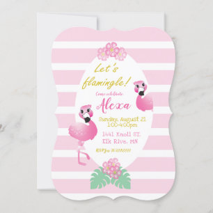 Tropical Flamingo Flowers Celebrate Flamingle Pink Invitation