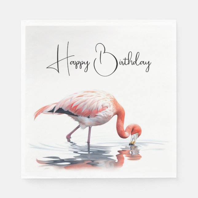 Tropical Flamingo for Birthday Party Napkin (Front)