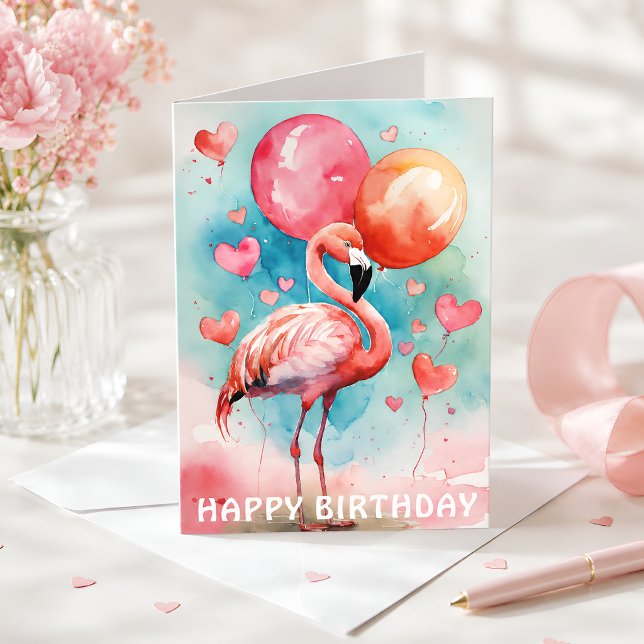 Tropical Flamingo Happy Birthday Card (Creator Uploaded)