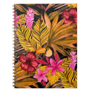 Tropical Flamingo: Hibiscus Summer Pattern Notebook