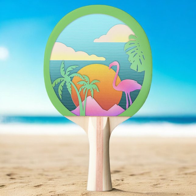Tropical Flamingo island  Ping Pong Paddle (Creator Uploaded)