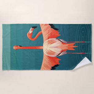 Tropical Flamingo Lagoon Beach Towel