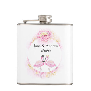 Tropical Flamingo Monogrammed Vinyl Wrapped Flask