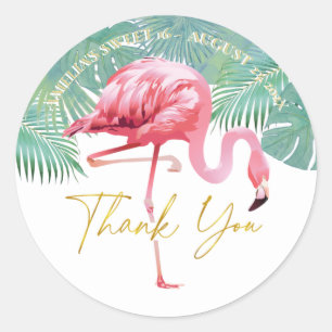 Tropical Flamingo Palms Sweet 16 ID922 Classic Round Sticker