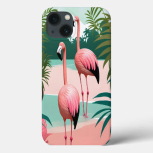 Tropical Flamingo Paradise iPhone 13 Case