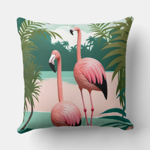 Tropical Flamingo Paradise Cushion