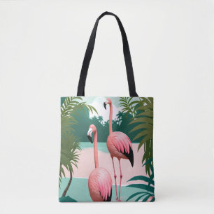 Tropical Flamingo Paradise Tote Bag