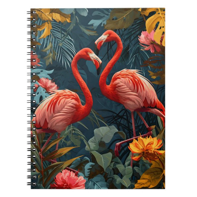 Tropical Flamingo Paradise: Vintage Postcard Notebook (Front)