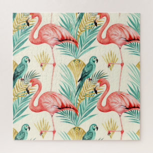 Tropical Flamingo Parrot Jungle Jigsaw Puzzle