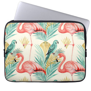 Tropical Flamingo Parrot Jungle Laptop Sleeve
