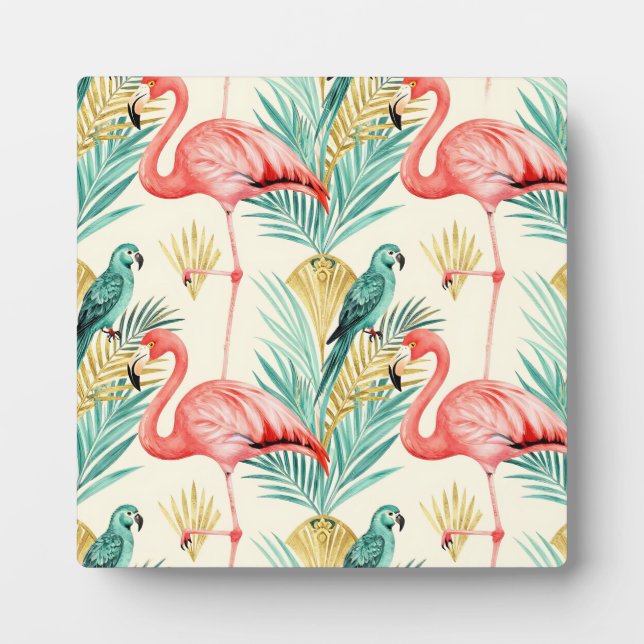 Tropical Flamingo Parrot Jungle Plaque (Front)