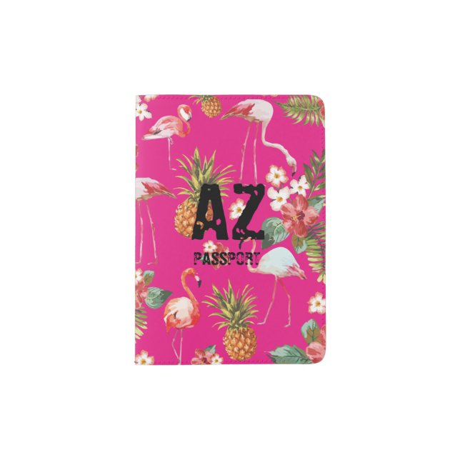 Tropical Flamingo Passport Holder (Front)