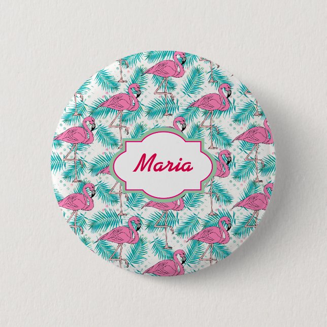 Tropical Flamingo Pattern. 6 Cm Round Badge (Front)