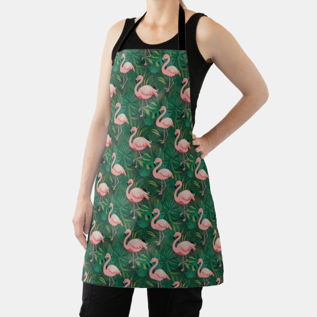 Tropical Flamingo Pattern Apron (Insitu)