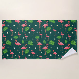 Tropical Flamingo Pattern Beach Towel