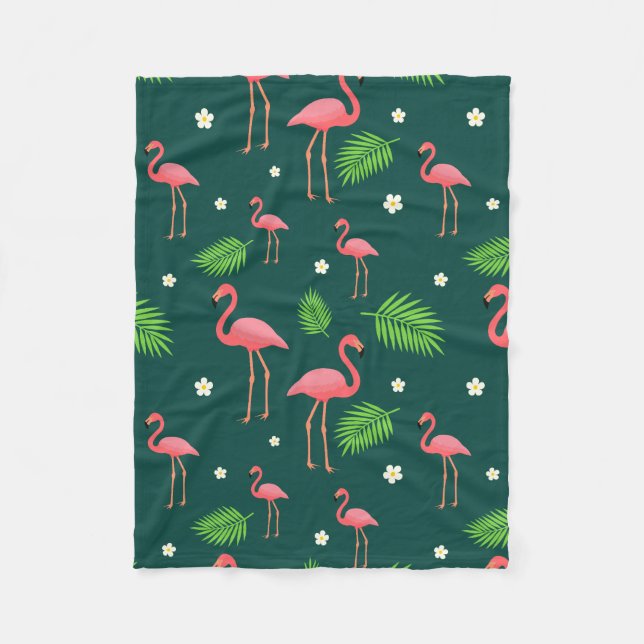 Tropical Flamingo Pattern Fleece Blanket (Front)